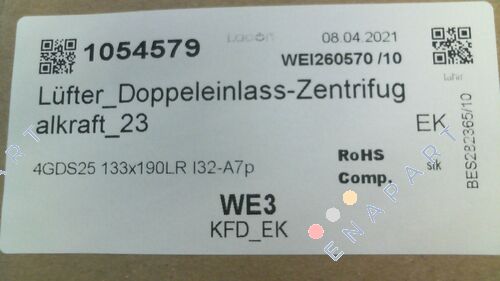 4GDS25 133x190LR I32-A7p / 1054579 Fan_Dual входяща центробежна сила