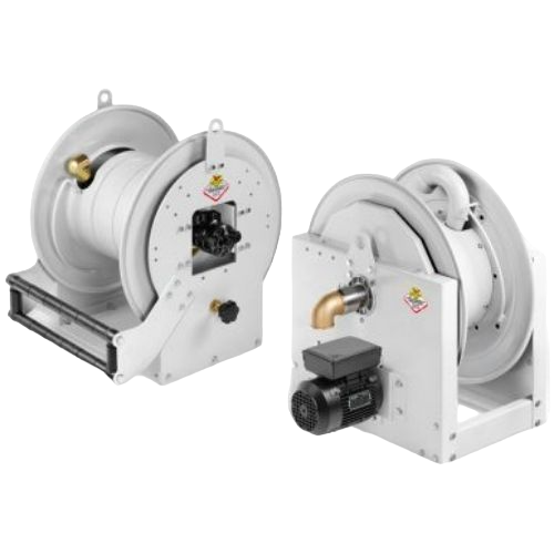 Painted steel hose reels